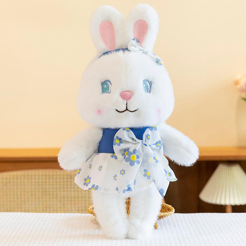 Lady Floral Skirt Cat Plush Toy Girl Birthday Gift Rabbit Throw Pillow Bow Doll Exchange