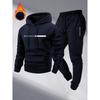 Mens Fleece Hoodie Tracksuit Set Warm Casual Sports Two Piece
