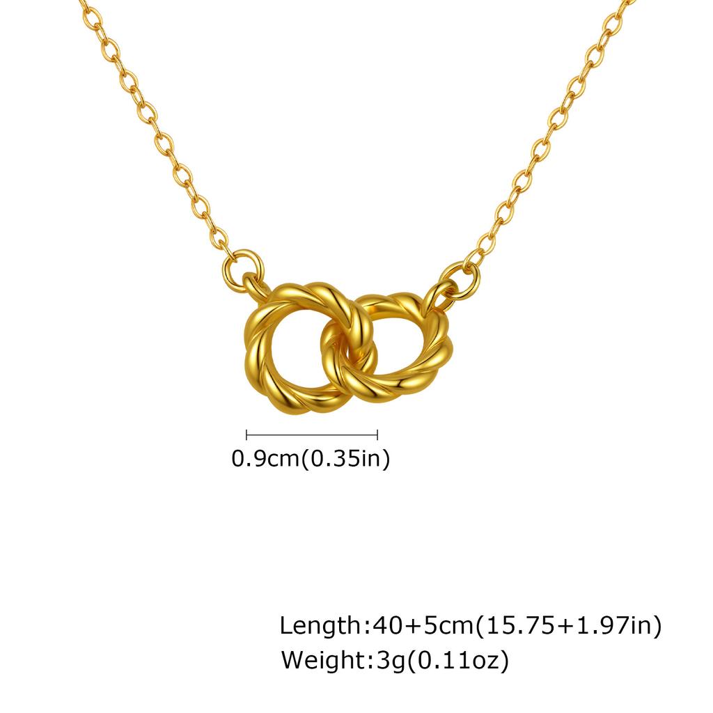 Accessories, Stylish Simple Stainless Steel Twist Double Ring Necklace, Gold Ladies Accessories