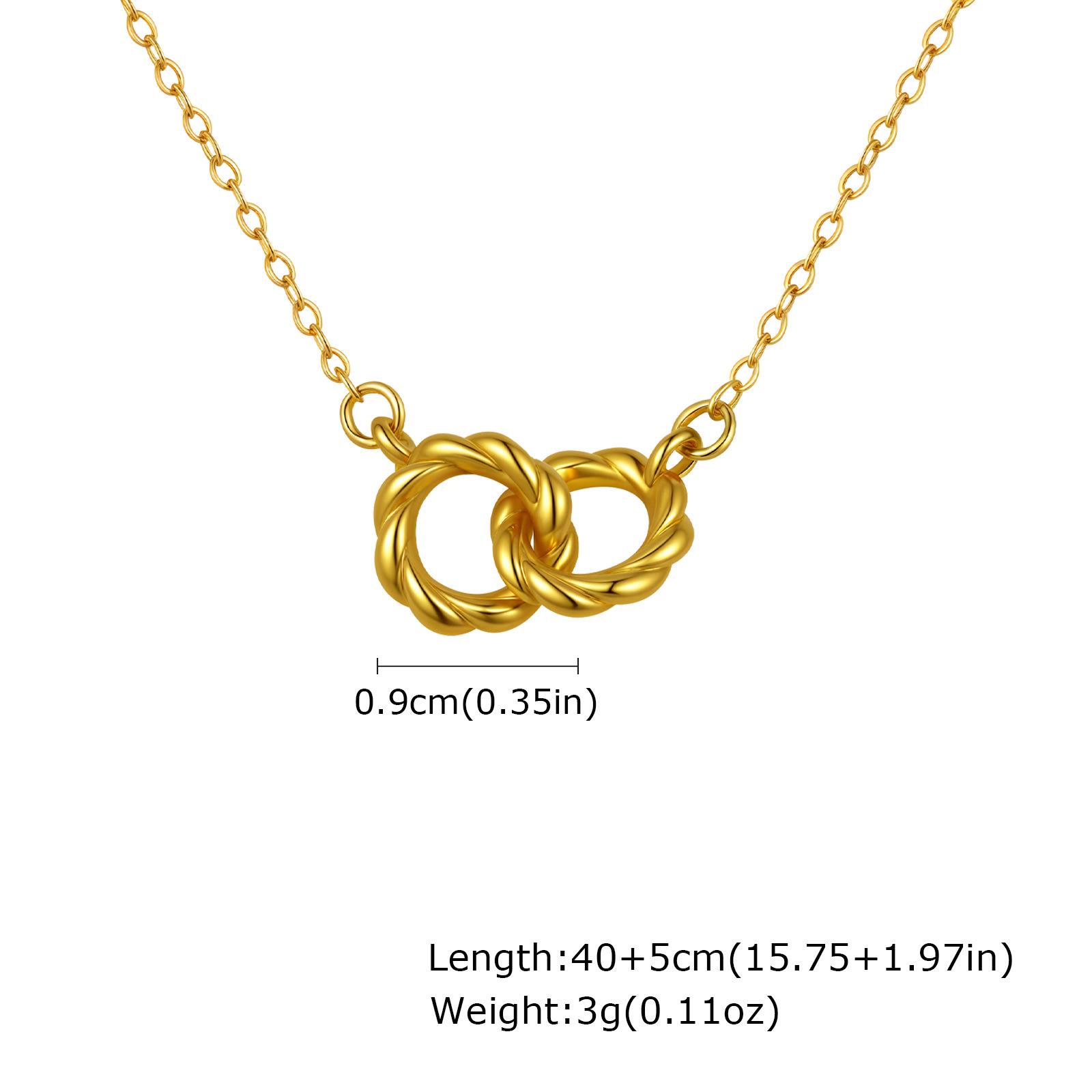 Accessories, Stylish Simple Stainless Steel Twist Double Ring Necklace, Gold Ladies Accessories