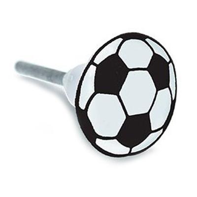 [A2187] - Ceramic Furniture Knob 'Football' Black White - 65x35 Mm