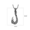 Vintage Stainless Steel Fishhook Pendant Mens Necklace Ocean Style Jewelry