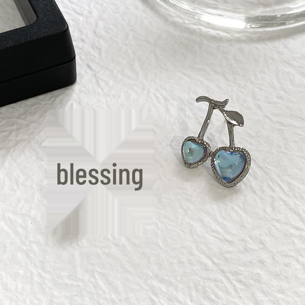 Cherry Red Cross-Border Necklace & Earrings Set: Light Luxury Niche Design, Elegant Clavicle Chain, Exquisite Accessories for Women