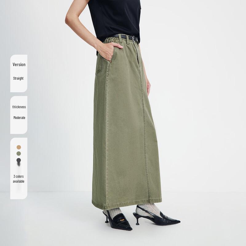 Navigare Women's Workwear Style Back-Split Straight Long Skirt