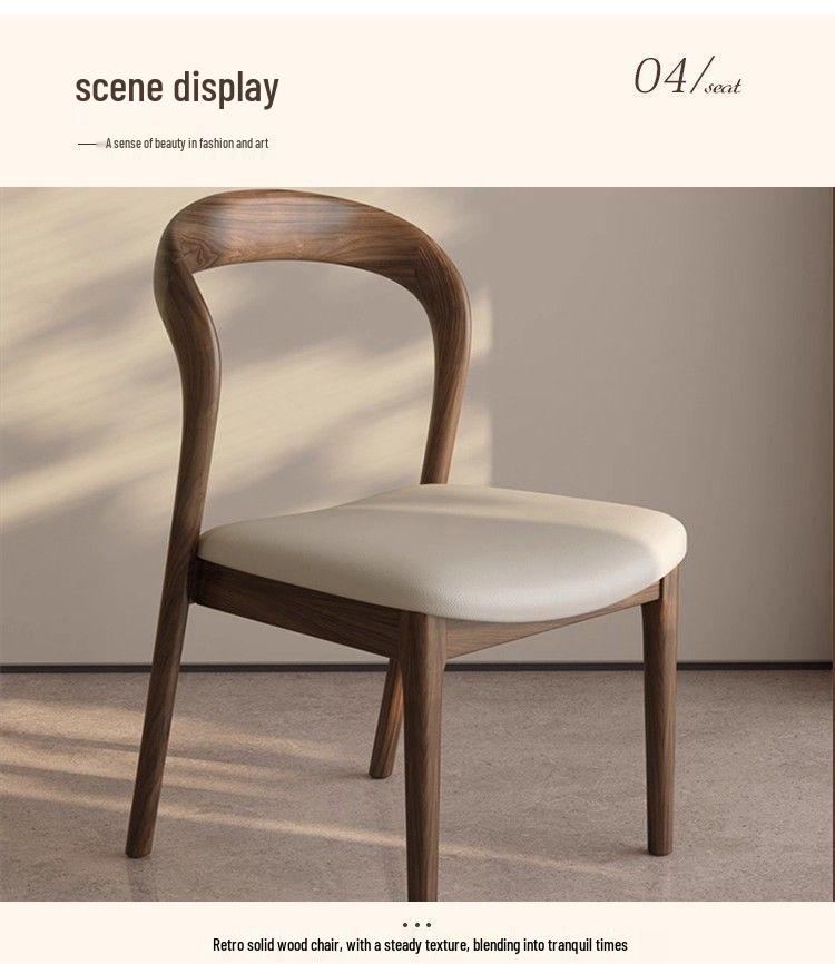 Solid Wood Vintage Modern Minimalist Dining Chair with Backrest for Home, Hotel, or Restaurant