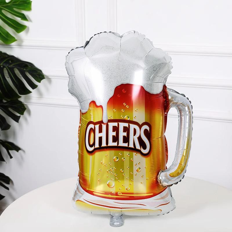 Birthday Decoration Anniversary Background Wall Decoration Holiday Supplies Champagne Wine Bottles Wine Glasses Aluminum Film Balloons