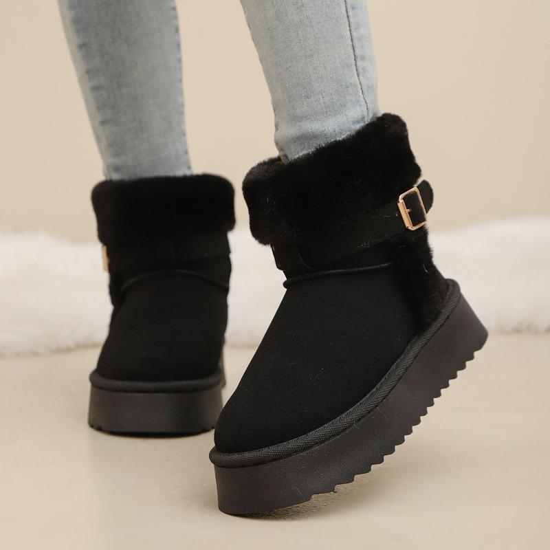 Mid-Calf Snow Boots for Women 2025 Plus Size Winter New Arrival Fashionable Versatile Anti-Slip Warm Thick-Sole Cotton Boots