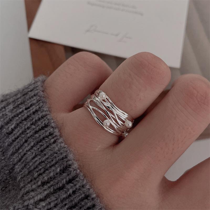 Niche Women s Elegant Pearl Open Adjustable Fashion Ring Adjustable
