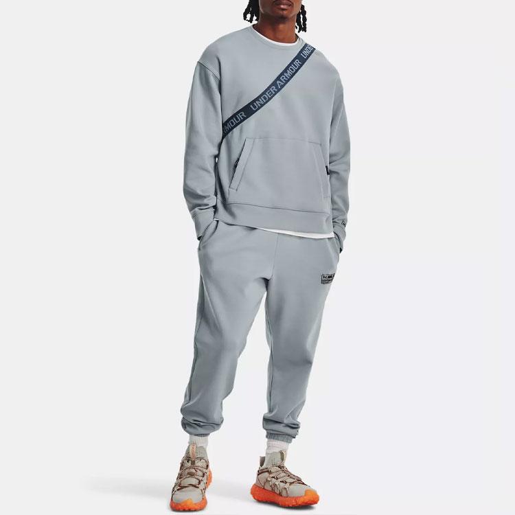 Under Armour Solid Knit Crew Neck Casual Sport Sweatshirt Men Sweatshirt Blue 1377172-465