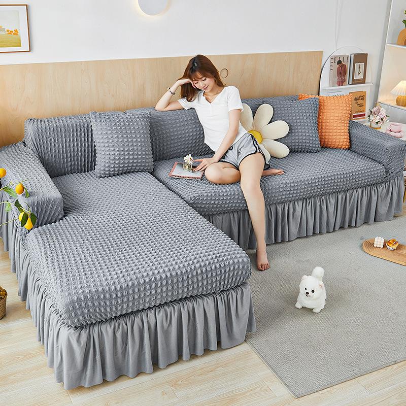 Seersucker-Sofabezug, Stretch-All-Inclusive-Universalset, neues Sofa-Hutkissen, Vier-Jahreszeiten-Universalkissen