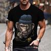 Men's T-Shirt 3D Hip-Hop Monkey Print Tees Fashion Animal 3D Print Men Clothing Summer Street Top Tee Short Sleeve T-Shirt Tops