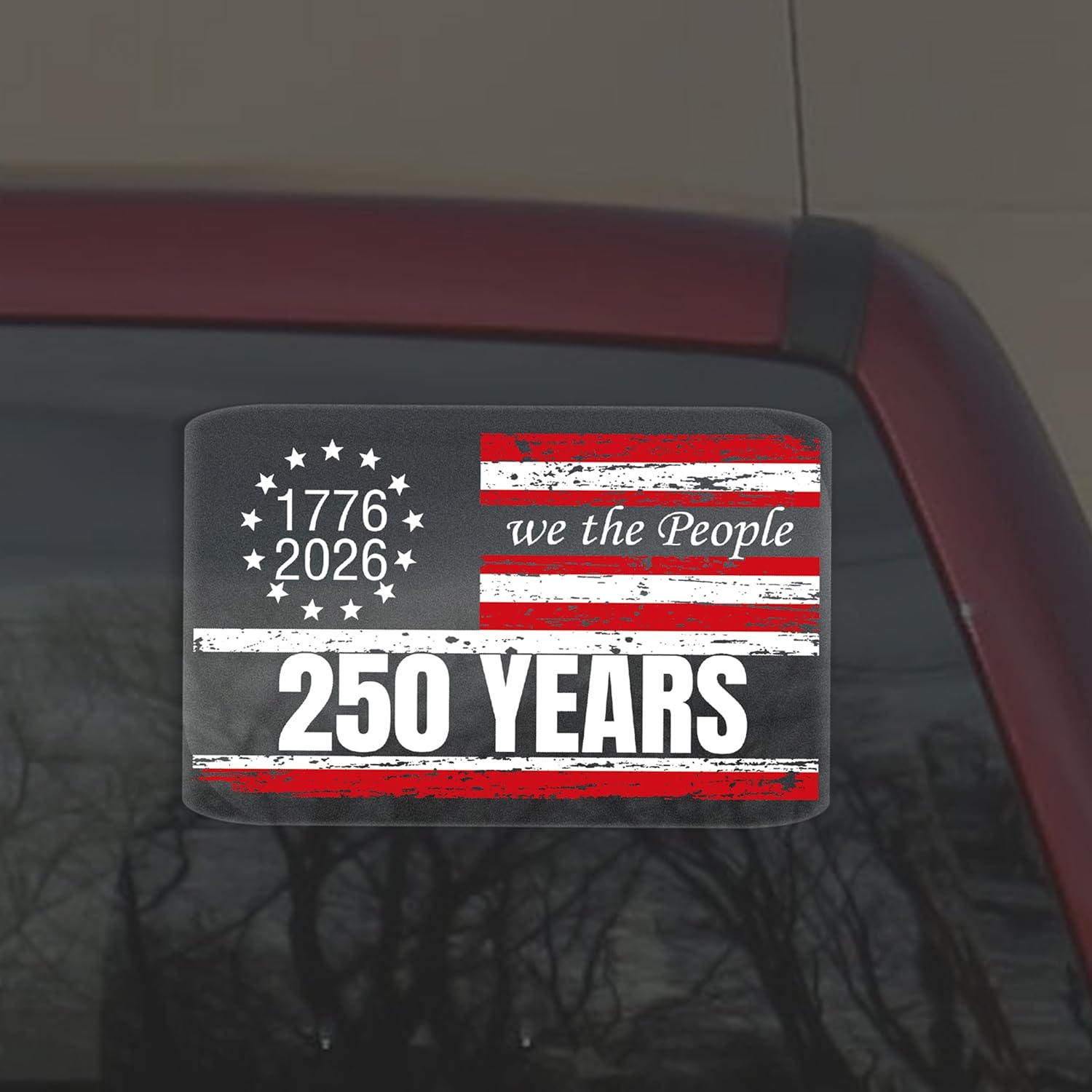 

4 Pcs 250th Anniversary USA Car Decal Distressed American Flag Sticker for Cars Trucks & Windows 1776-2026 250th Patriotic Flag Vinyl Decal (B 8x8In) A 6x10in