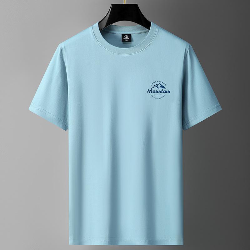 Summer Men's T-shirt Pure Cotton Solid Color Casual Round Neck Top Breathable Loose Thin T-shirt Short-sleeved