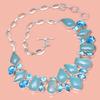 Necklace Blue Chalcedony SwiBlue Gemstone Birthday Gift Jewelry 18-20''