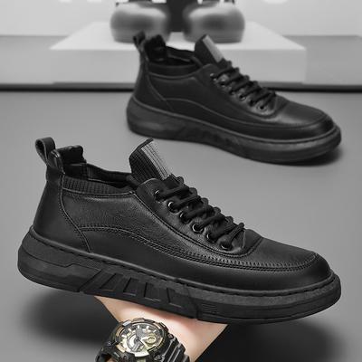 Spring Autumn Men Black Casual Shoes Trendy Versatile Breathable Leisure Board Shoes For Men Loafers Man Leather Sneakers Hombre