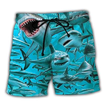 New Men's Board Short Swim Shorts Swim Trunks Drawstring Shark Graphic Prints Casual Holiday Hawaiian Shorts