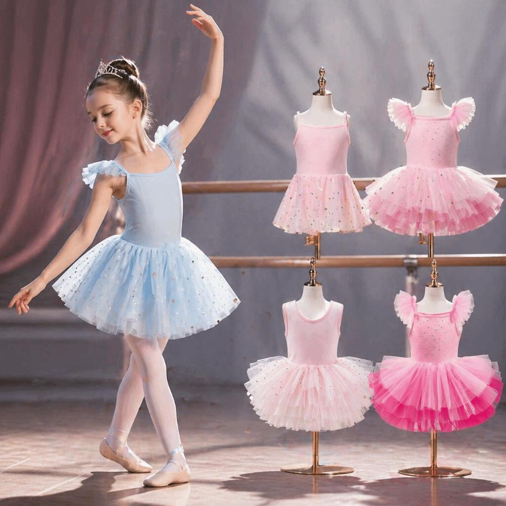 Short Sleeve Ballet TuTu Dress Cross Strap Ballet Performance Costume Gymnastic