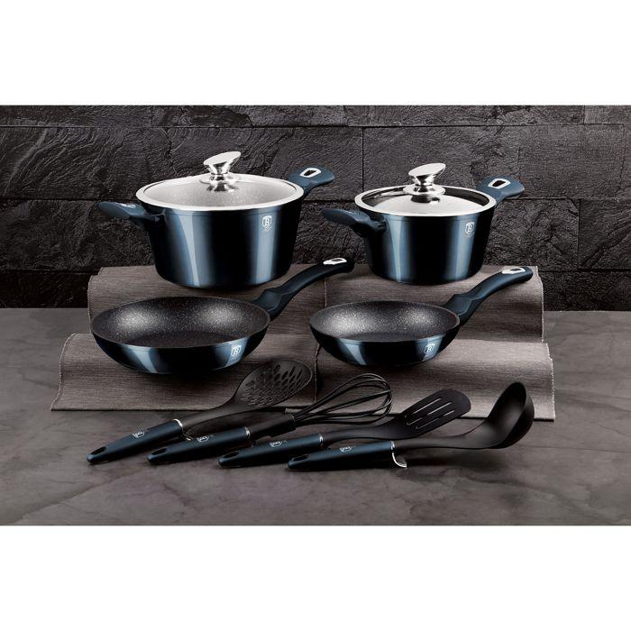 Batterie De Cuisine À Induction 10 Pièces Aluminium Antiadhésif Sans PFOA Berlinger Haus Aquamarine Bleu Marine 07659