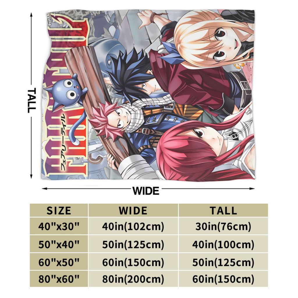 Fairy Tail Warm Soft Blanket Japanese Anime Travel Plush Throw Blanket Aesthetic Couch Chair Flannel Bedspread Sofa Bed Cover