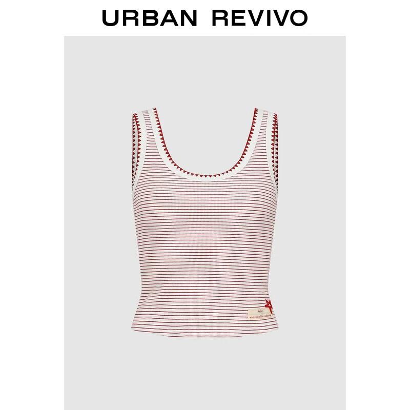 Women s Casual Striped Embroidery Tank Top M