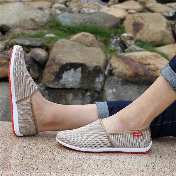 YG Summer Men Loafers Weave Breathable Comfort Hemp Casual Shoes  For Man