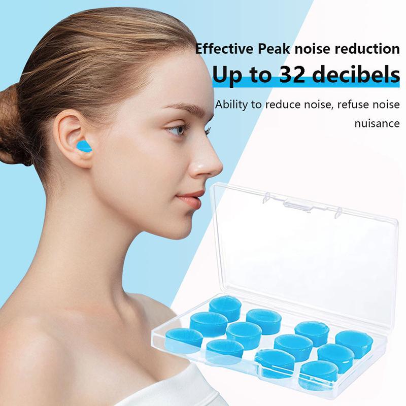 Moldable Silicone Earplugs 12 Pcs Waterproof Reusable Noise Cancelling Ear Plugs for Sleep Swimming