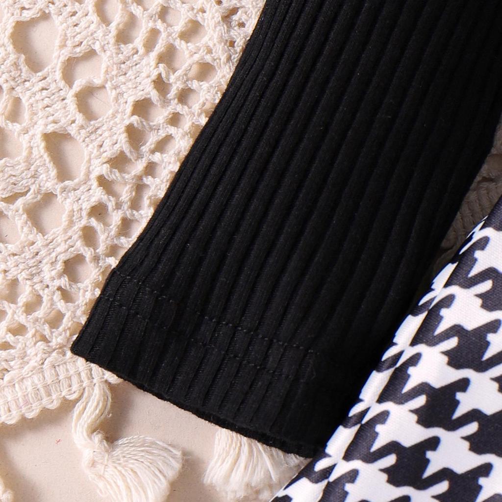 2-teiliges Set für Babys im Alter von 0–1 Jahren im Herbst. Bequemes, süßes und niedliches schwarzes Oberteil + Hahnentrittrock + Haarband.