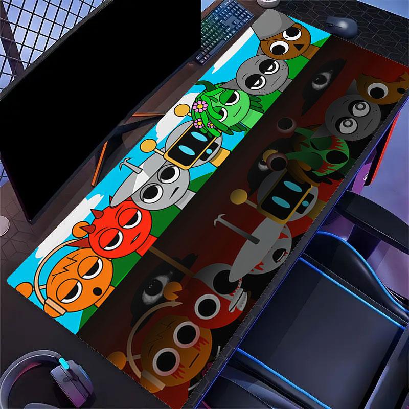 Tappetino per Mouse Sprunki, Tappetino da Scrivania XXL per Gaming, Mousepad Antiscivolo XXL per Laptop e Tablet, Tappetino per Mini PC con Bordi Cuciti