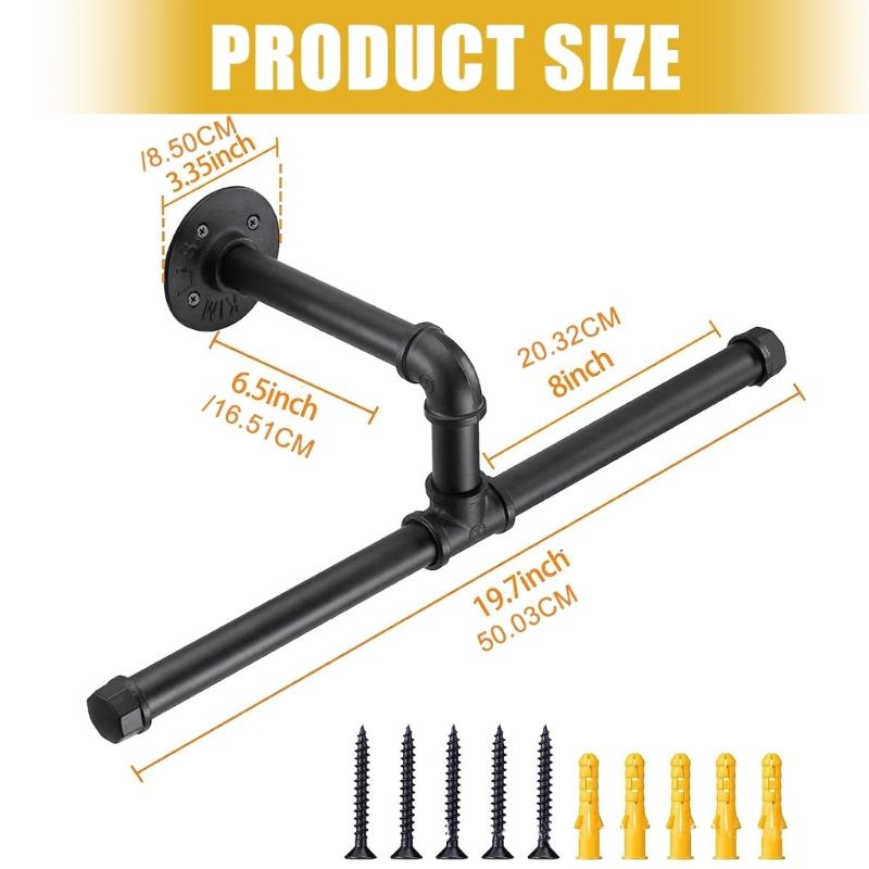 Sturdy Metal Wall Mounted Clothes Rack Easy Install Vertical Storage For Coat Accessories