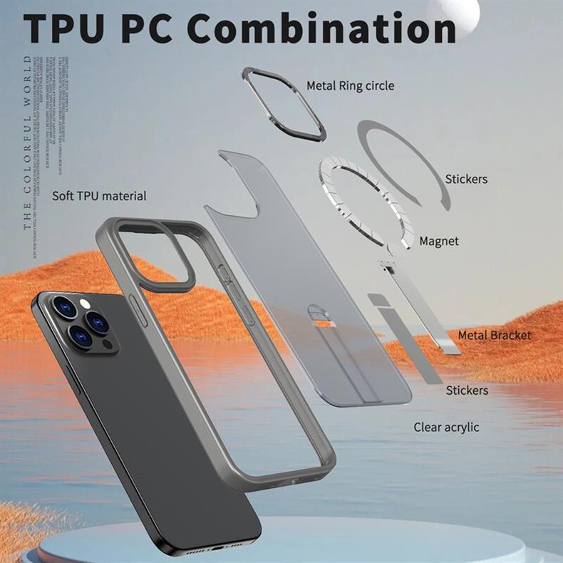 Foldable Stand Compatible with iPhone Models 13 To 17 Pro Max - Thin, Lightweight, Heat Dissipation, Magnetic, Full Coverage Case.