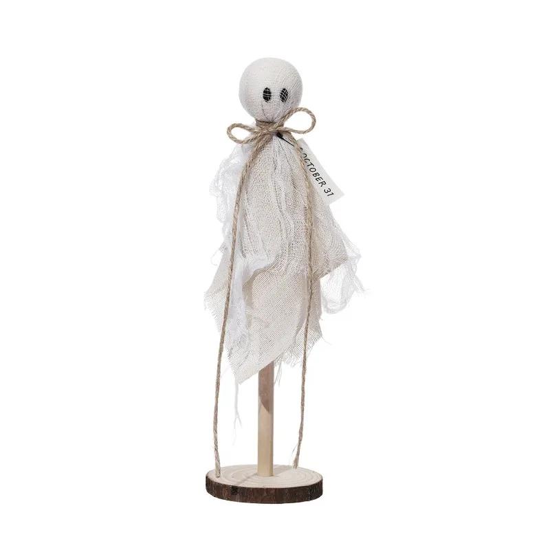 Halloween Decorations Indoor - Set of 3 Primitive Halloween Ghosts Dector on Wooden Stand for Table Centerpieces, Shelves
