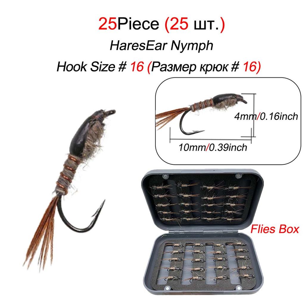 25Pcs Nymph Fishing Lure Fast Sinking Copper Wire Tungsten Bead Head Nymph Flies Trout Fly Fishing Lures