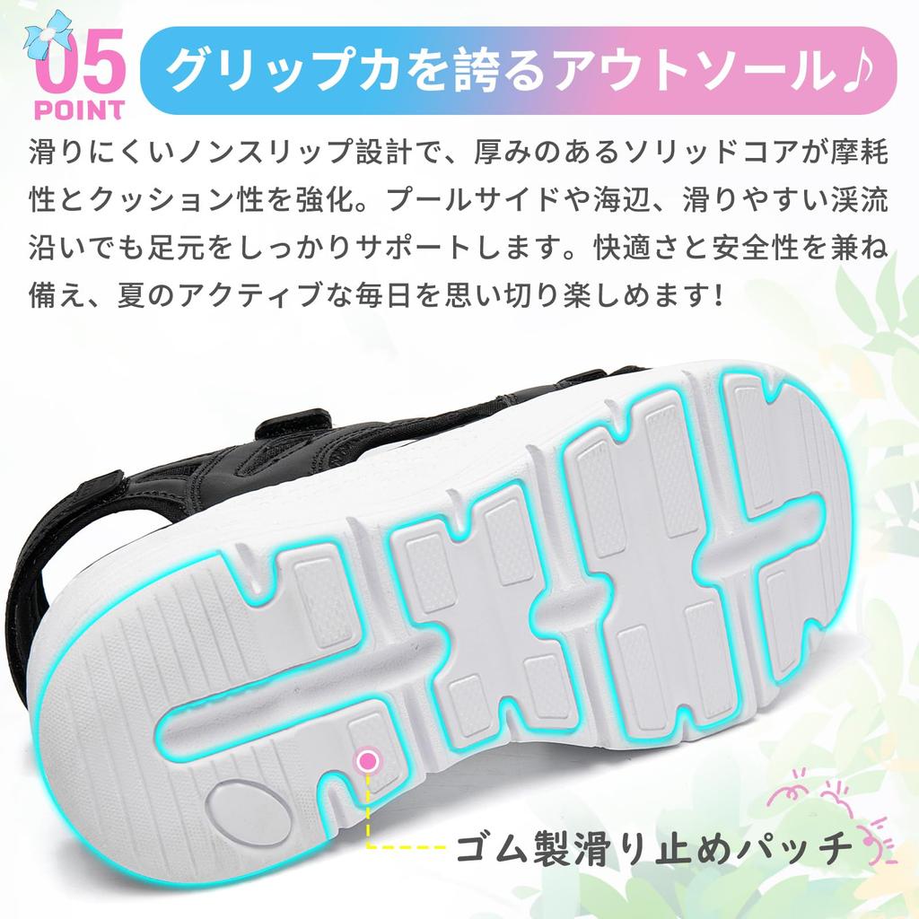 MERPHINE Büro Strick Mesh und Sportsandalen mit Dick Bequem für Schwarz und Größe Damen Sandalen, Sohlen, Gehen, Atmungsaktiv, Leicht,