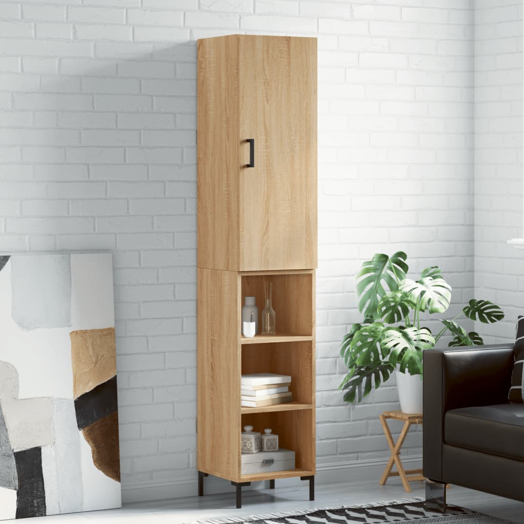 Highboard in Sonoma Oak Finish 34.5 x 34 x 180 cm Particleboard
