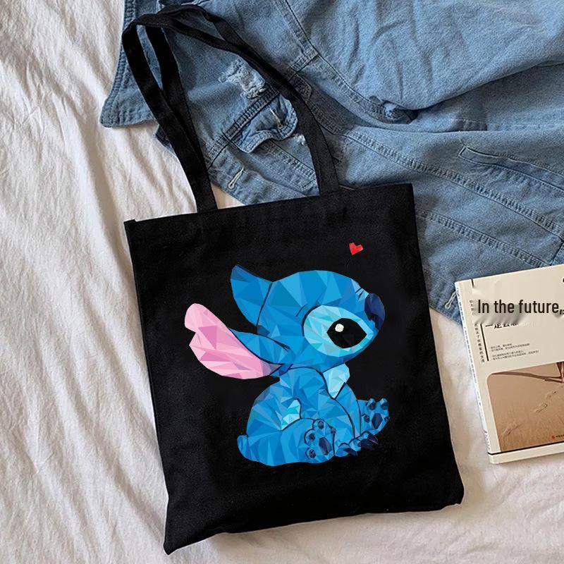 Lilo & Stitch Print Canvas Shoulder Backpack and Shopping Bag
