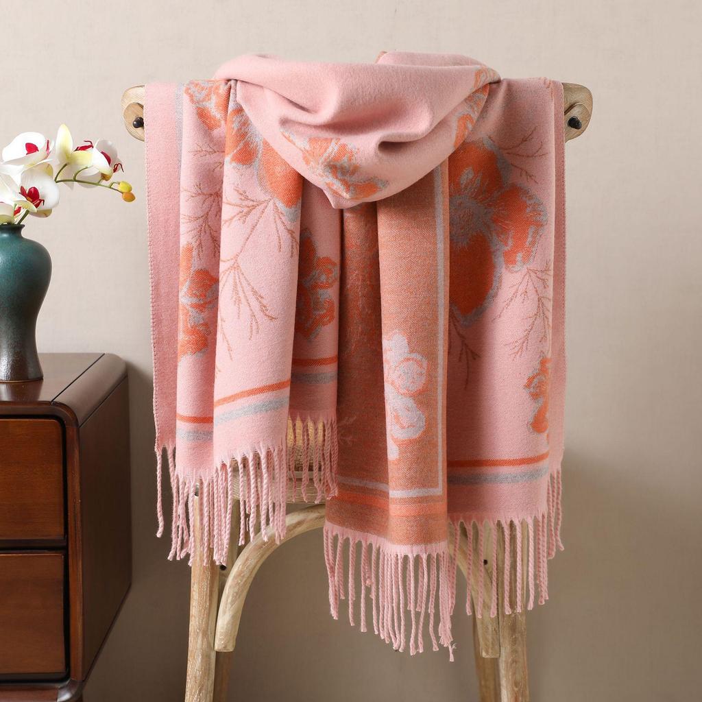 Luxury Core-Spun Yarn Scarf: Imitation Cashmere Warm Snood for European & American Fashion - Autumn/Winter Shawl