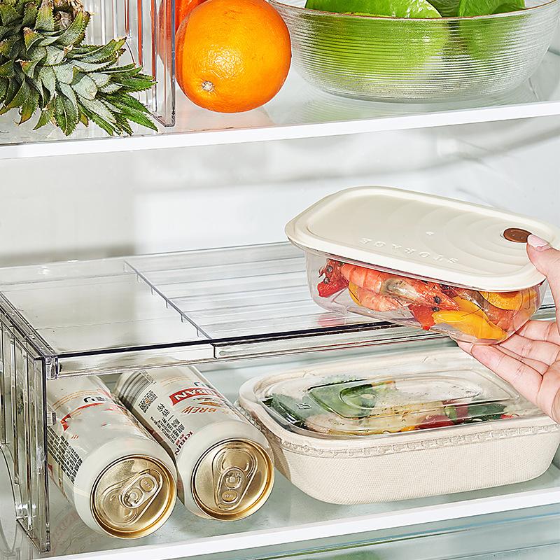 Adjustable Refrigerator Shelf Detachable Plastic Fridge Layered Separator Shelf Transparent Desktop Rack Space Save Organizer
