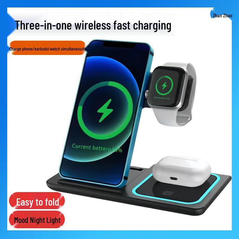Foldable 15W Magnetic 3-in-1 Wireless Charger Stand for Apple Devices