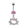 Belly Button Ring For Women Trendy Pink Butterfly Cute Cat Sexy Piercing Jewelry