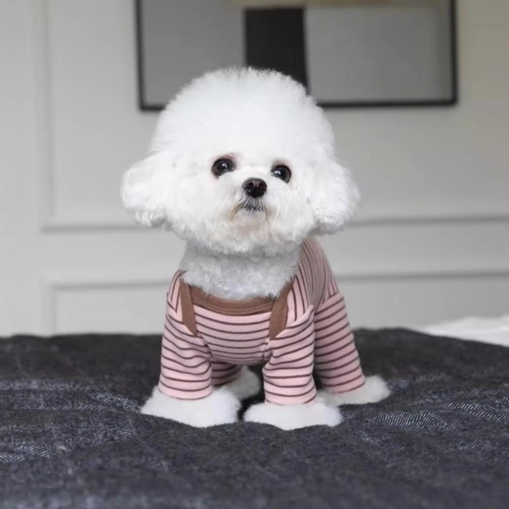 Gestreifter Hundespielanzug Langarm Hund Unterhemd Stilvolle Vierbeiner Pyjamas für Hunde