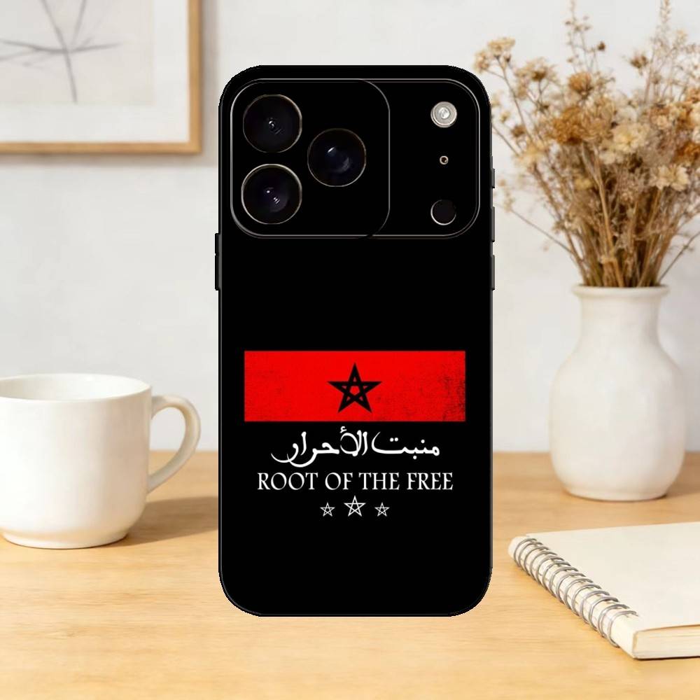 M-Marokko Flagge Handyhülle Für iPhone 17,16,15,14,13,12,11 Plus,Pro Max,SE4Weiche Silikon Schwarze Hülle