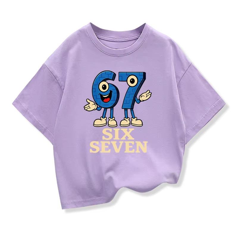 Kids Cartoon SIX SEVEN Number 67 Graphic TShirt Soft Cotton Cute Wear for Boys Girlsdf0106 100