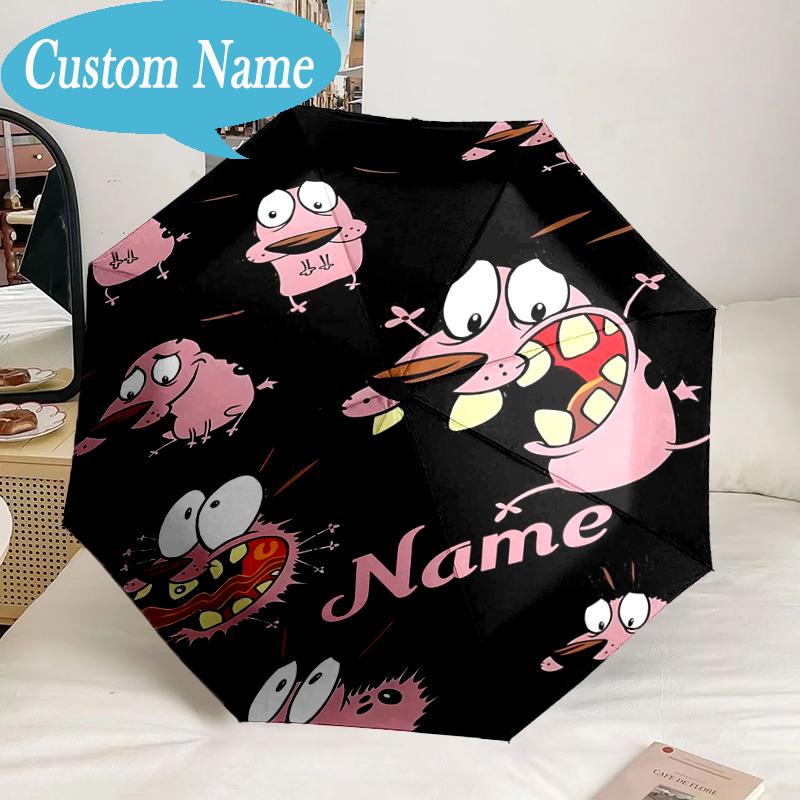 Custom Name Umbrella Cowardly Dog Adventure Umbrella 8-Frame for Travel, Camping, Casual Lightweight Portable, Essential for Family Gifts
