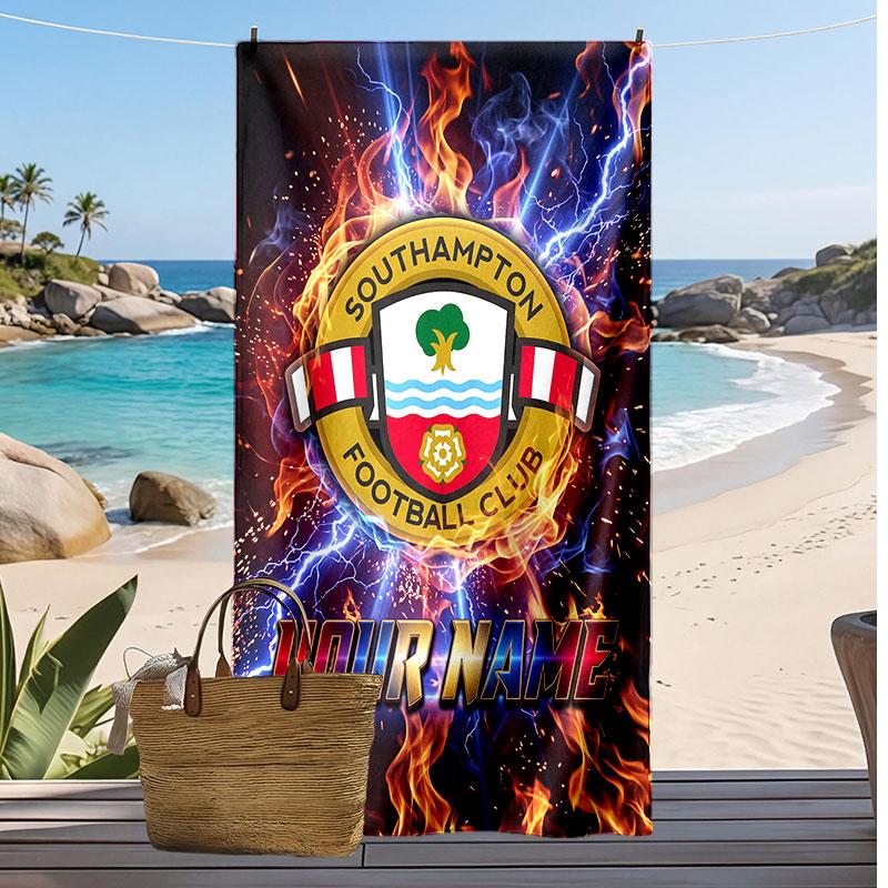 Southampton FC Personalisiertes Bedrucktes Strandtuch Fußballlogo Unterstützung Benutzerdefinierter Name Text Absorbierendes Handtuch Für Sport Reisen Besonderes Geschenk