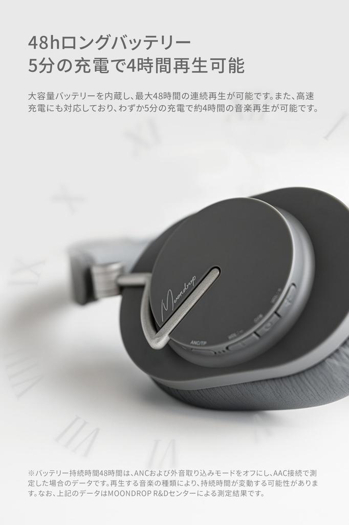 Moondrop Wings Edge Bezdrátová Bluetooth Hybridní Hluk Až 49 hodin 40mm Dynamický 4 hodiny přehrávání s hliníkovou slitinou 5 ladění Černá -