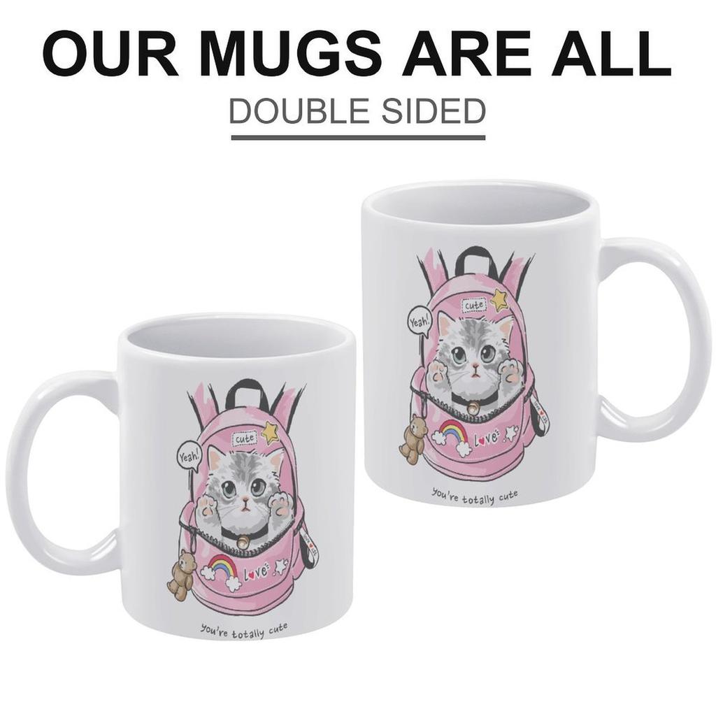 1 Stück 11oz Weiße Keramiktasse Beidseitig bedrucktes Bild Langlebige Kaffeetasse Perfekt für Zuhause Büro Geschenk