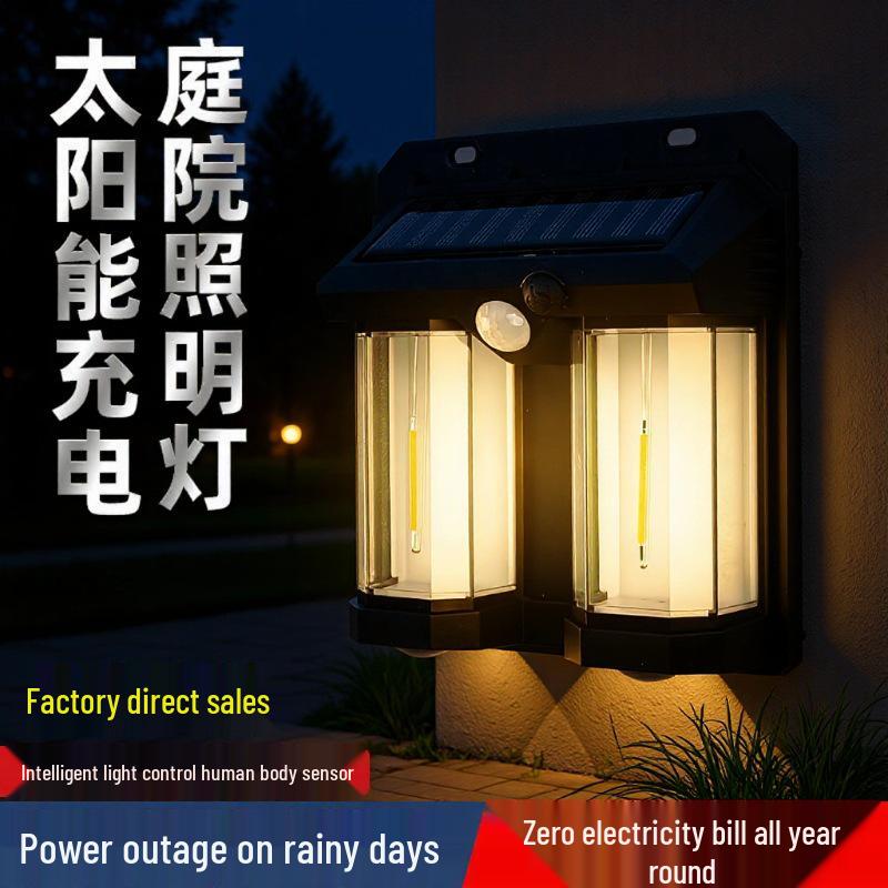 

Outdoor Solar-Powered Tungsten Filament Wall Light with Motion Sensor