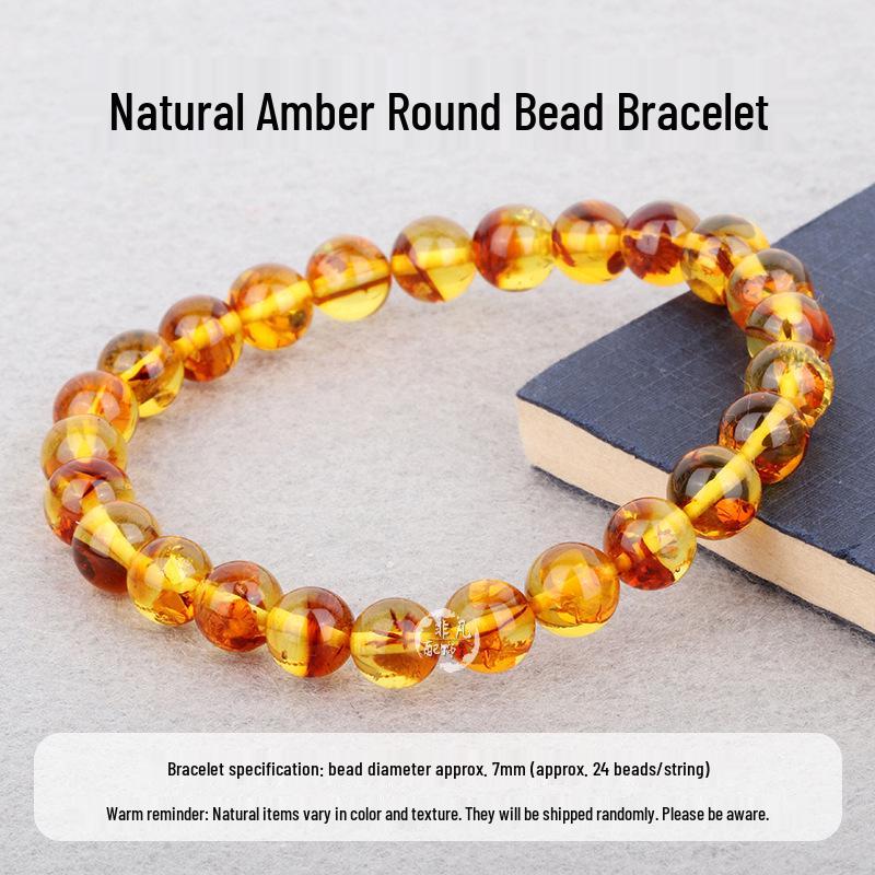 Natural Amber Beeswax Flower Beads Bracelet with Star and Moon Design - Multi-Treasure Bodhi Clavicle Chain for DIY Accessories