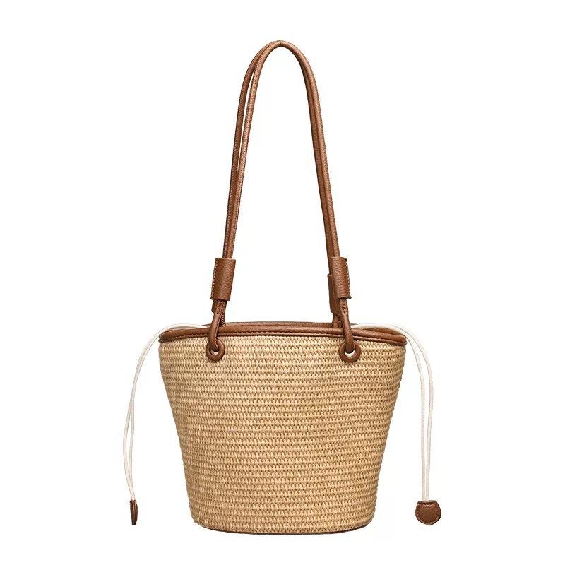 Straw bag women's large-capacity new vegetable basket shoulder bag beach premium tote bag