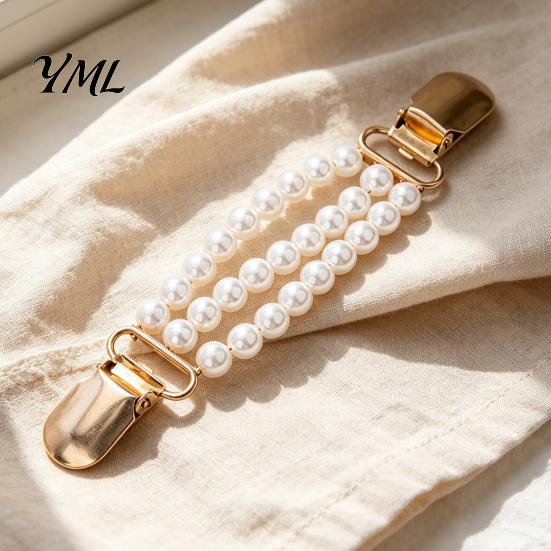 Pearl Embellished Dress Clip Vintage Sweater Clips for Women Girls, Retro Faux Pearl/Floral Cardigan Clips, Elegant Collar No Sew Waist Adjuster